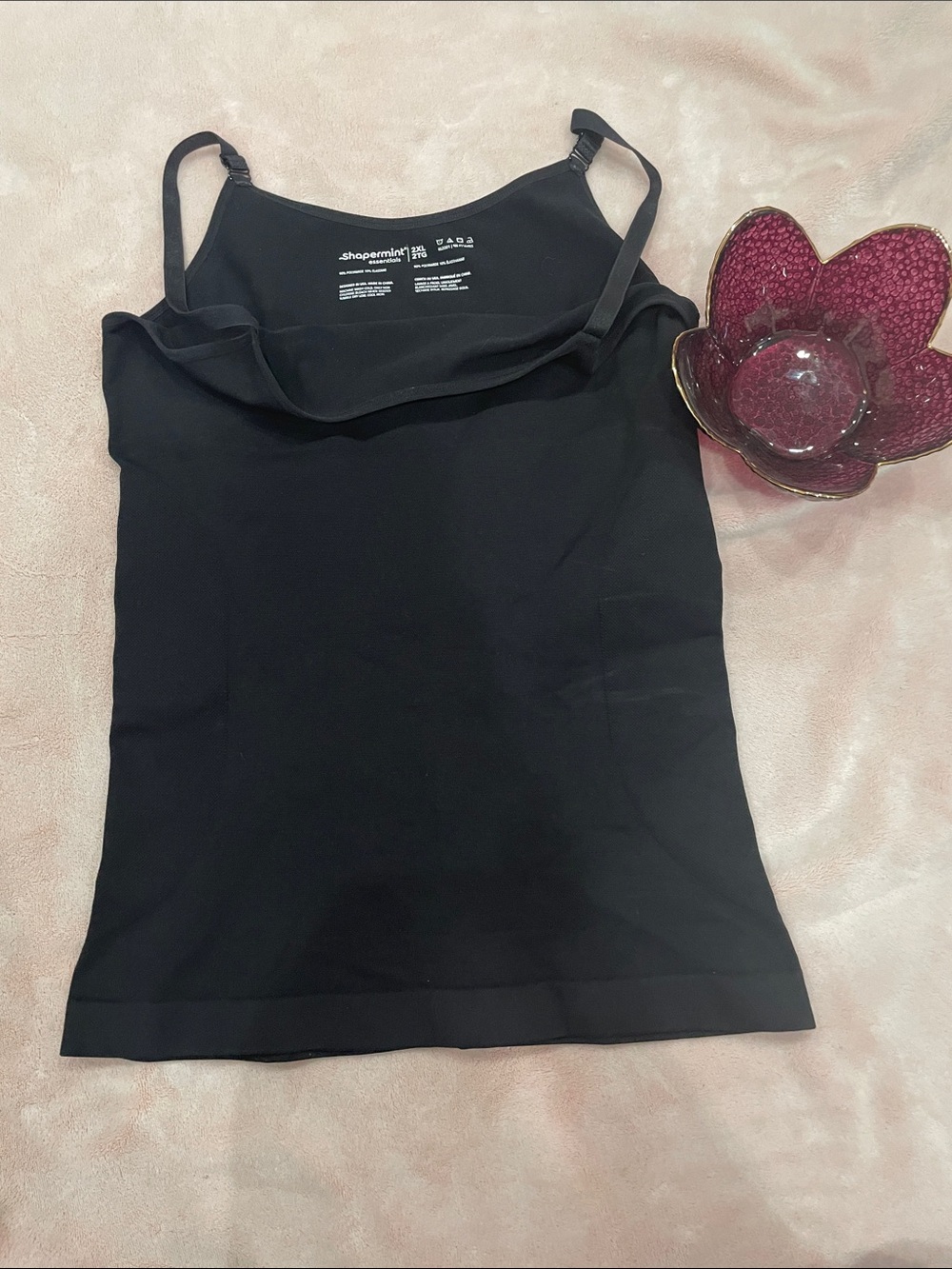 Shapermint Black Seamless Cami with Built-In Shelf Bra